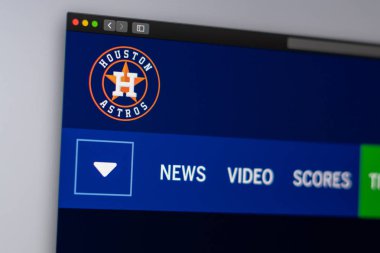 Miami / Abd - 04.20.2019: Beyzbol takımı Houston Astros web sitesi ana sayfası. Takım logosunu kapatın. Haber medyası veya diğer web siteleri için açıklayıcı olarak kullanılabilir, bilgi veya pazarlama konsepti için iyi.