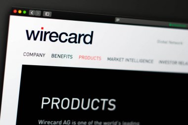 Miami / Amerika - 04.28.2019: Wirecard şirketinin web sitesi ana sayfası. Wirecard logosunu kapatın. Haber medyası veya diğer web siteleri için açıklayıcı olarak kullanılabilir, bilgi, iş veya pazarlama konsepti için iyi.