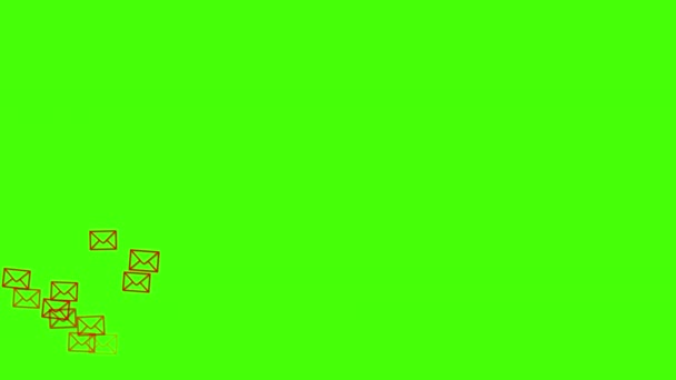 Анімація Піктограм Соціальних Мережах Поштовий Конверт Піднімається Знизу Догори Зеленому — стокове відео