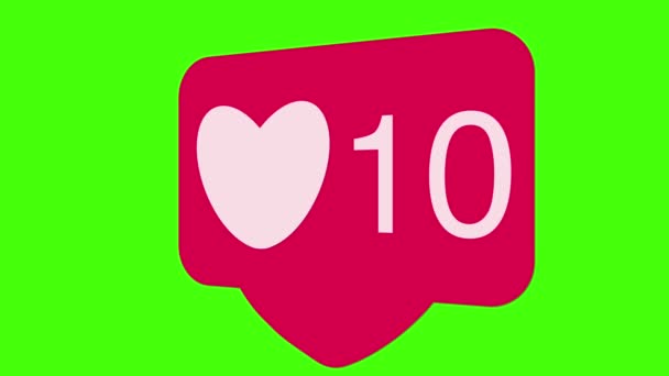 Redes Sociales Rojo Love Hearts Contador Icono Animación Pantalla Verde — Vídeos de Stock