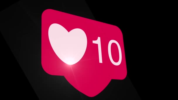 社交媒体红色爱心计数器图标动画在绿屏上 适合营销概念或短视频背景的社交网络故事 带镜头光晕的 — 图库视频影像