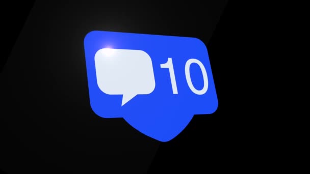 Social Media Notifica Icona Animazione Messaggio Commento Utente Con Contatore — Video Stock