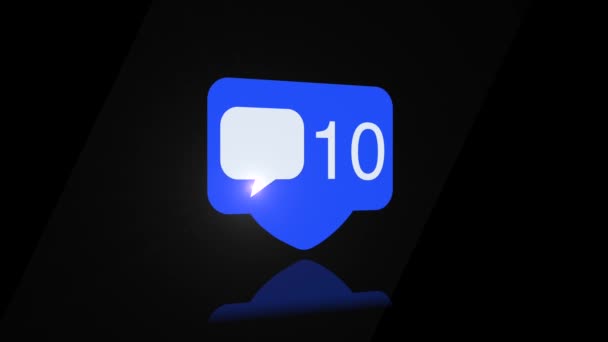 Social Media Notifica Icona Animazione Messaggio Commento Utente Con Contatore — Video Stock