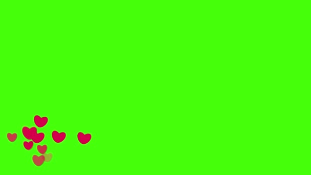 Social Media Love Hearts Icons Animation Rise Bottom Top Green — Stock Video