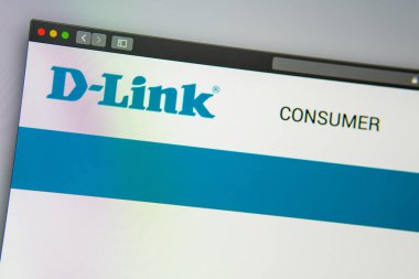 D-Link şirket web sitesi ana sayfası. Dlink logosunun kapatılması.