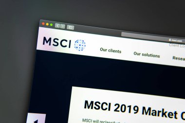 Msci şirket web sitesi ana sayfası. Msci logosunun kapatılması.