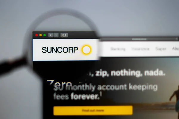 선코프 회사 홈페이지. Suncorp 로고 클로즈업. — 스톡 사진