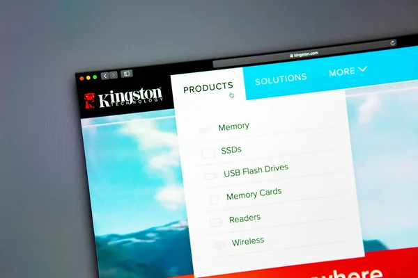 킹스턴 회사 웹 사이트 홈페이지. 킹스턴 로고 클로즈업 — 스톡 사진