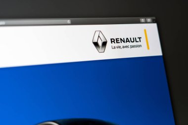 Renault şirket web sitesi ana sayfa. Renault logosunun kapatılması.