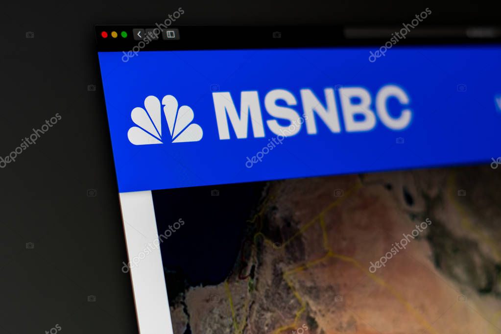 Miami, USA - 07.20.2019: MSNBC website homepage. Close up of MSNBC channel logo. Can be used as an illustration for other news media or sites, as well as a link to the source of news