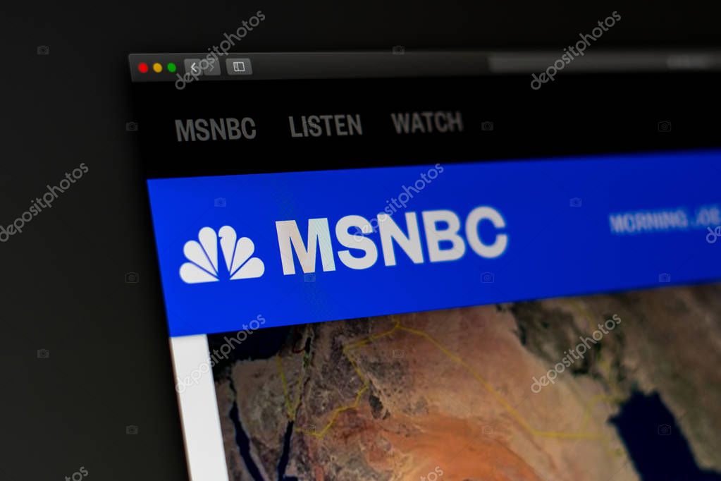 Miami, USA - 07.20.2019: MSNBC website homepage. Close up of MSNBC channel logo. Can be used as an illustration for other news media or sites, as well as a link to the source of news