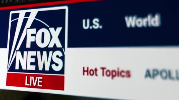 Miami Eua 2019 Página Inicial Site Fox News Feche Logotipo — Vídeo de Stock