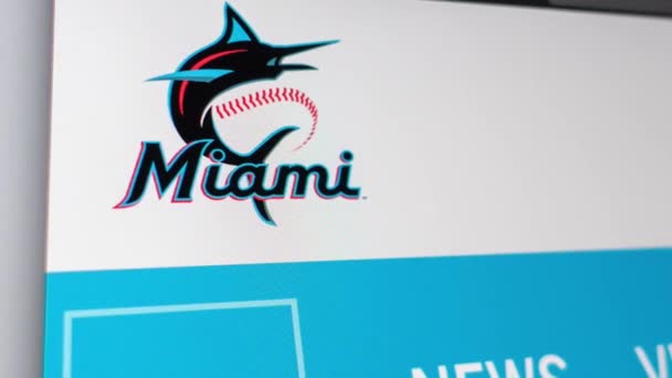 Miami Usa 2019 Homepage Des Baseball Teams Miami Marlins Nahaufnahme — Stockvideo