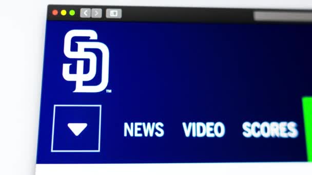 Miami Usa 2019 Website Des Baseballteams San Diego Padres Nahaufnahme — Stockvideo