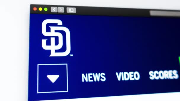 Miami Usa 2019 Baseball Team San Diego Padres Hemsida Närbild — Stockvideo