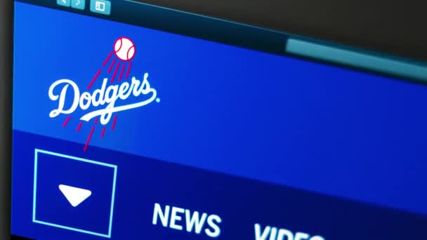 Miami Usa 2019 Baseball Team Los Angeles Dodgers Website Homepage — Stock Video