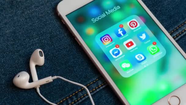 ทาลล เอสโตเน พฤษภาคม 2019 แอปเป ลไอโฟนส ขาวท ไอคอนของโซเช ยลม Instagram — วีดีโอสต็อก