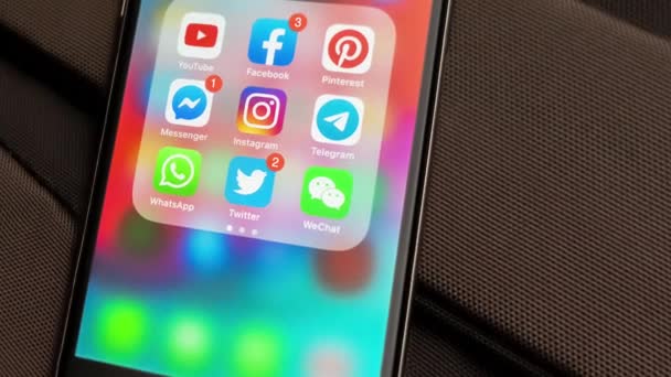 Ταλίν Εσθονία Σεπτεμβρίου 2019 Μαύρο Apple Iphone Εικόνες Των Κοινωνικών — Αρχείο Βίντεο