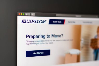 Usps şirket web sitesi ana sayfası. Usps logosunun kapatılması.