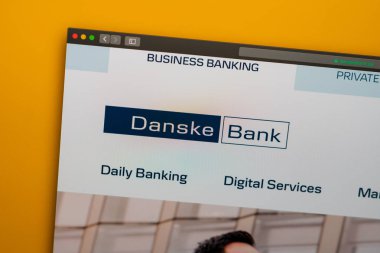 Danske Bank web sitesi ana sayfası. Danske Bank logosunun kapatılması. 