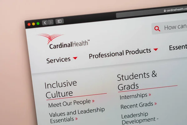 Sito web Cardinal Health company homepage. Chiusura del cardinale He — Foto Stock