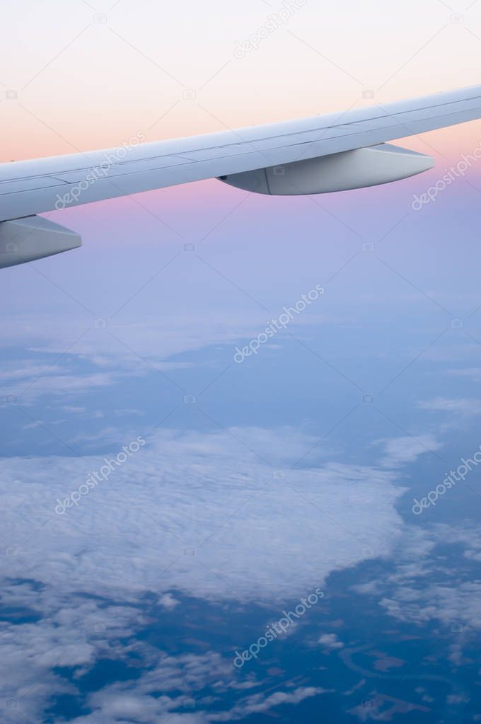 Airplane Wing at Dawn or Dusk
