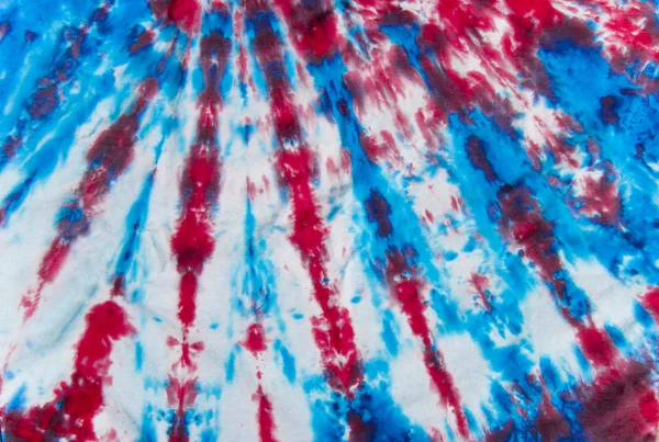 Kırmızı Beyaz ve Mavi Kravat Boya Kumaş Sunray Desen