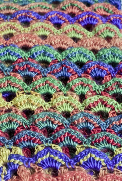 カラフルなかぎ針編みの糸毛布の質感 — ストック写真
