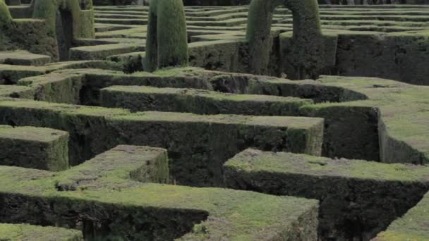 Geheimnisvoller Labyrinthgarten Langsame Kamerafahrt Über Das Labyrinth — Stockvideo