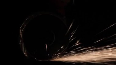Circular saw sparks. Sparks from a mechanical circular saw with black background easy to blend by screen mode