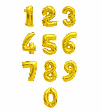 beyaz zemin üzerine sarı (altın) balon numaraları. indirimler ve satış, tatil ve eğitim