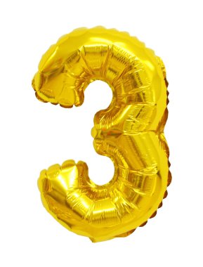 beyaz zemin üzerine sarı (altın) balon 3 (üç) sayısı. indirimler ve satış, tatil ve eğitim