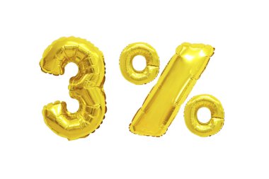 yalıtılmış zemin üzerine altın renkli balonları yüzde üç. indirimler ve satış