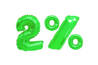 yalıtılmış zemin üzerine yeşil renk balonları % 2'si. indirimler ve satış