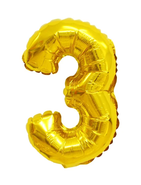 beyaz zemin üzerine sarı (altın) balon 3 (üç) sayısı. indirimler ve satış, tatil ve eğitim