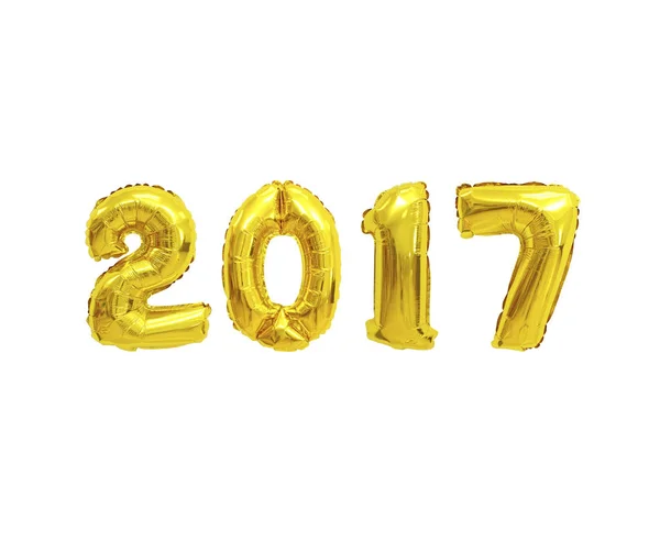 Number 2017 Yellow Golden Balloons White Background Holidays Education — Stock Photo, Image