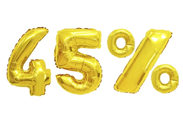 Quarenta Cinco Por Cento Balões Cor Dourada Fundo Isolado Descontos — Fotografia de Stock