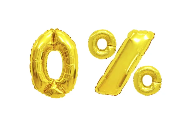 Zero Por Cento Balões Cor Dourada Fundo Isolado Descontos Vendas — Fotografia de Stock