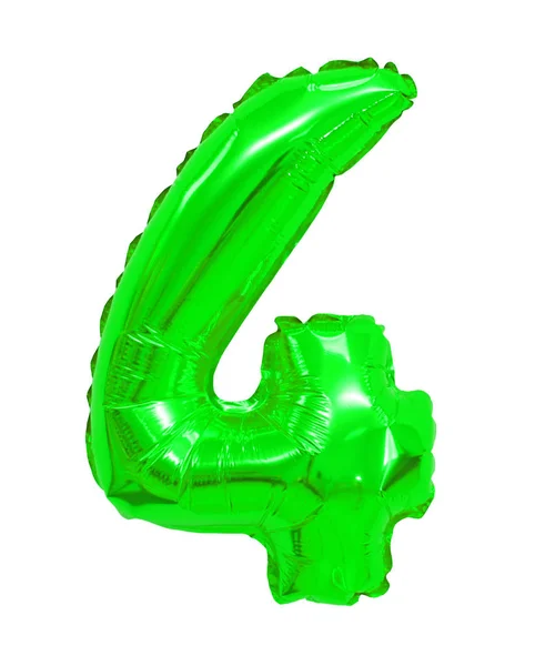 Αριθμό Τέσσερα Από Πράσινα Μπαλόνια — Φωτογραφία Αρχείου