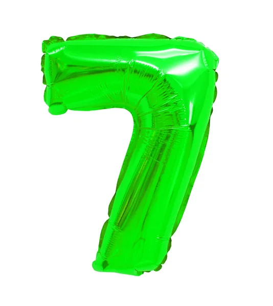 Número Sete Balões Verdes — Fotografia de Stock