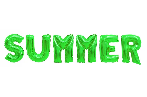 Word Summer English Alphabet Green Balloons White Background Holidays Education — Stock Photo, Image