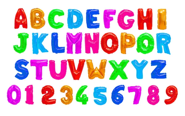 Color English Alphabet Numerals Balloons White Background Holidays Education — Stock Photo, Image