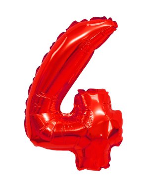 beyaz zemin üzerine kırmızı balon 4 (dört) sayısı. indirimler ve satış, tatil ve eğitim