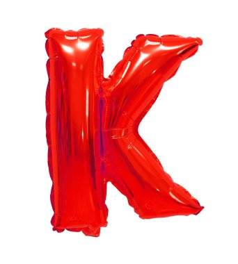 K harfi İngilizce alfabe balon beyaz zemin üzerine kırmızı
