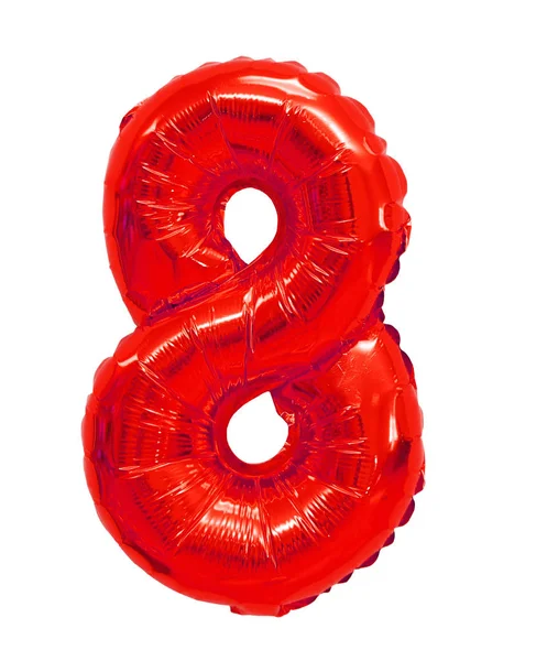Número Oito Balões Vermelhos Sobre Fundo Branco Descontos Vendas Férias — Fotografia de Stock