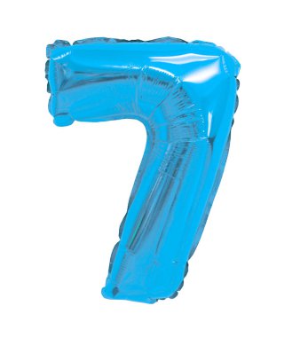 beyaz bir arka plan üzerinde ışık mavi balon 7 (yedi) sayısı. indirimler ve satış, tatil ve eğitim