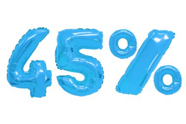 Kırk beş yüzde yalıtılmış zemin üzerine mavi renk balonları. indirimler ve satış