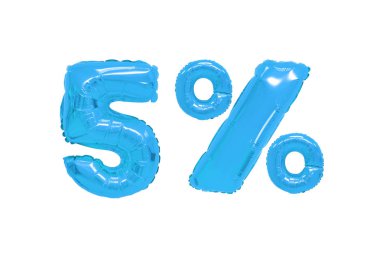 yalıtılmış zemin üzerine mavi renk balonları yüzde beş. indirimler ve satış