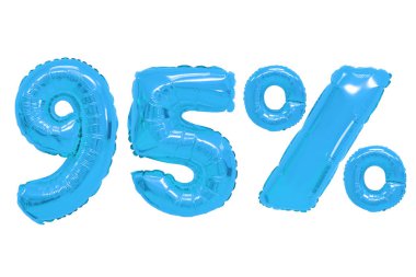 yalıtılmış zemin üzerine mavi renk balonları yüzde doksan beş. indirimler ve satış