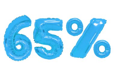 yalıtılmış zemin üzerine mavi renk balonları yüzde altmış beş. indirimler ve satış